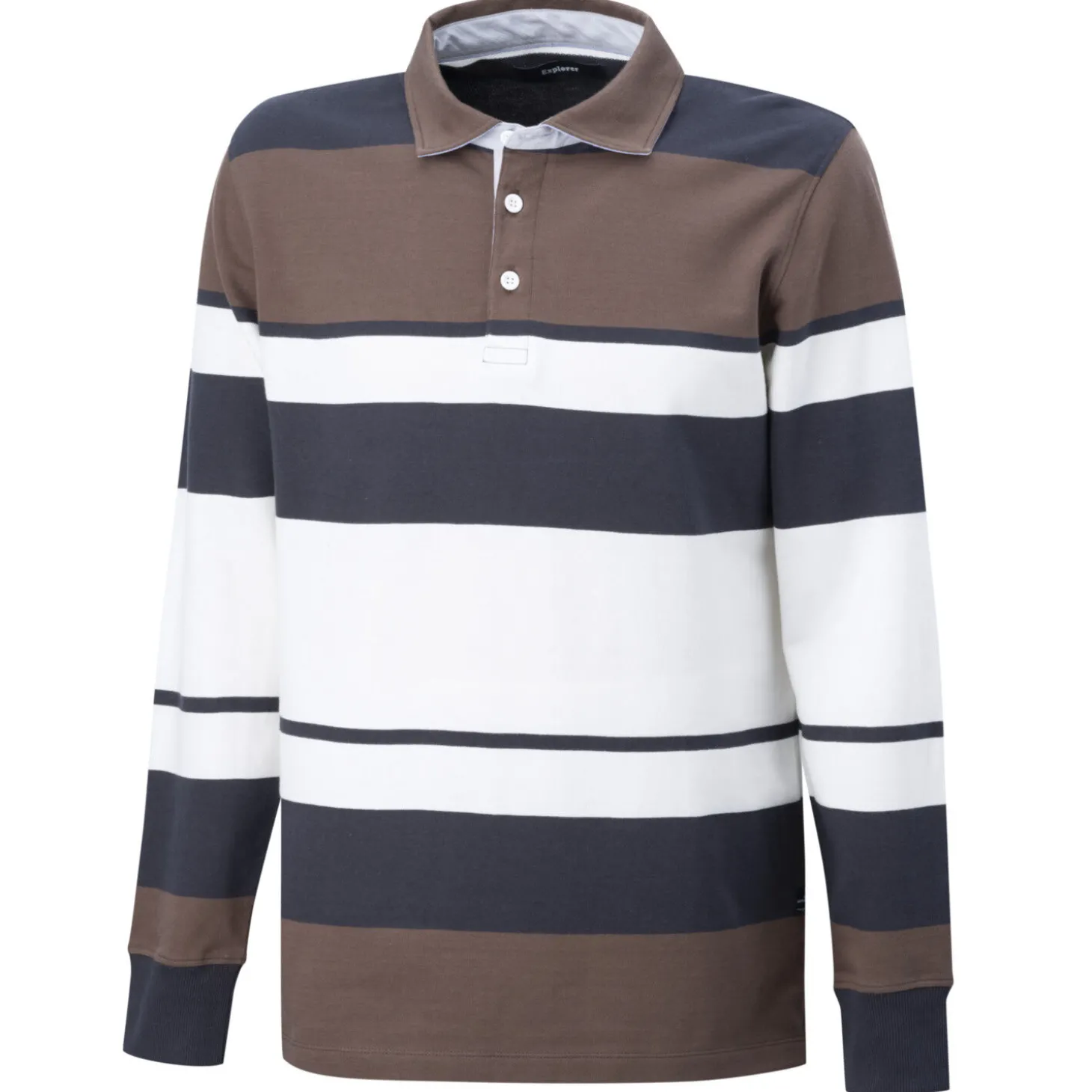 Gestreiftes langarm Poloshirt geknöpft
