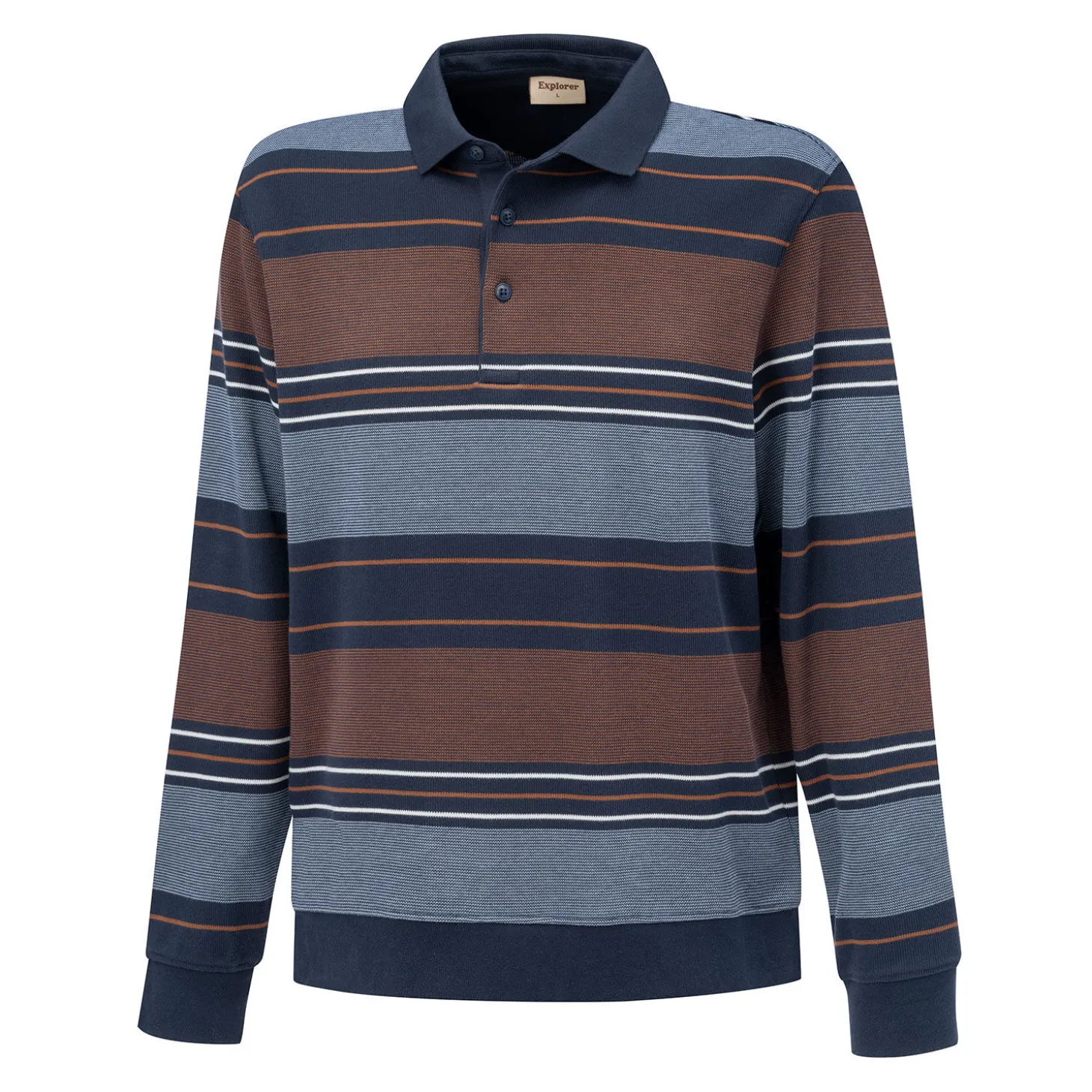 Gestreiftes langarm Poloshirt aus Baumwolle