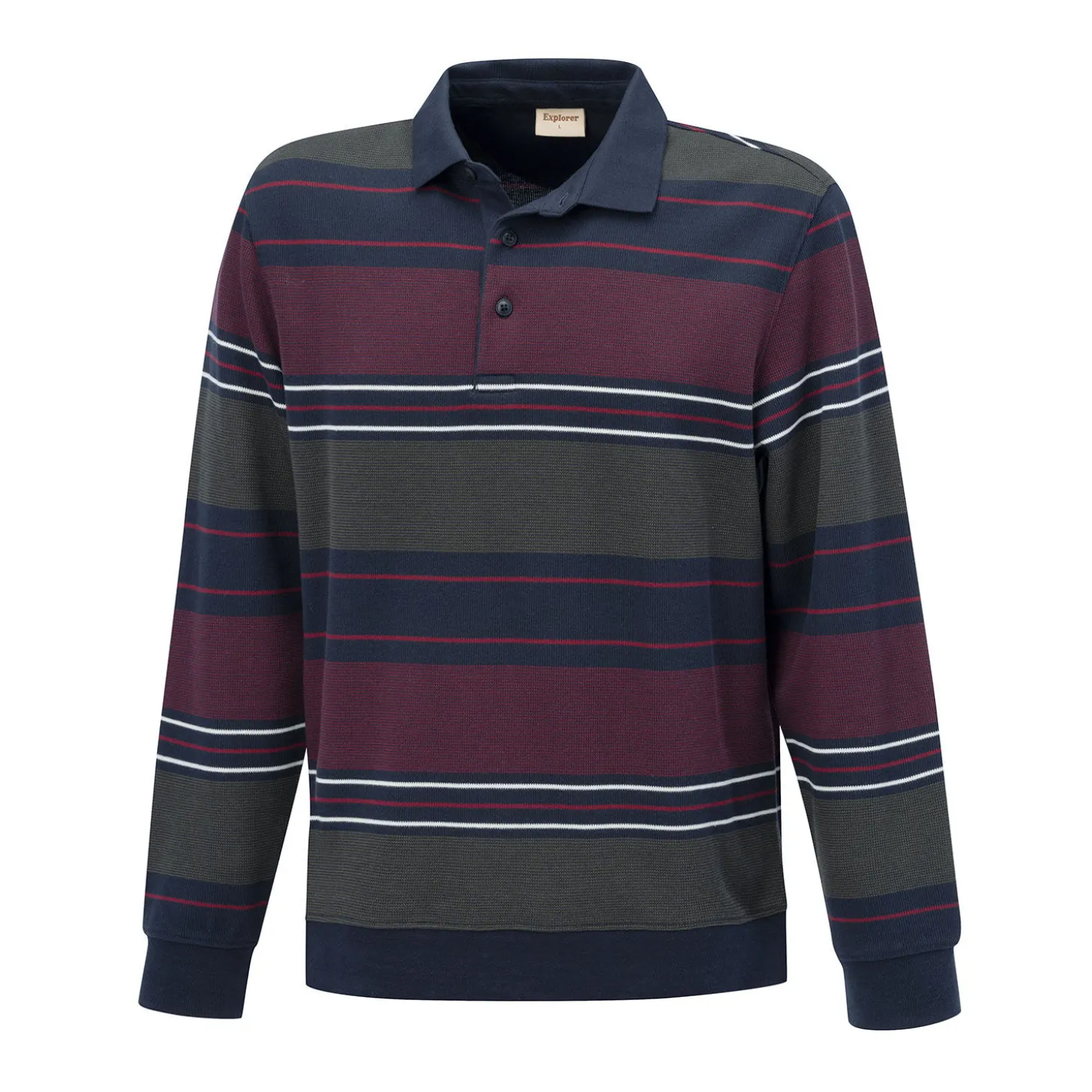 Gestreiftes langarm Poloshirt aus Baumwolle