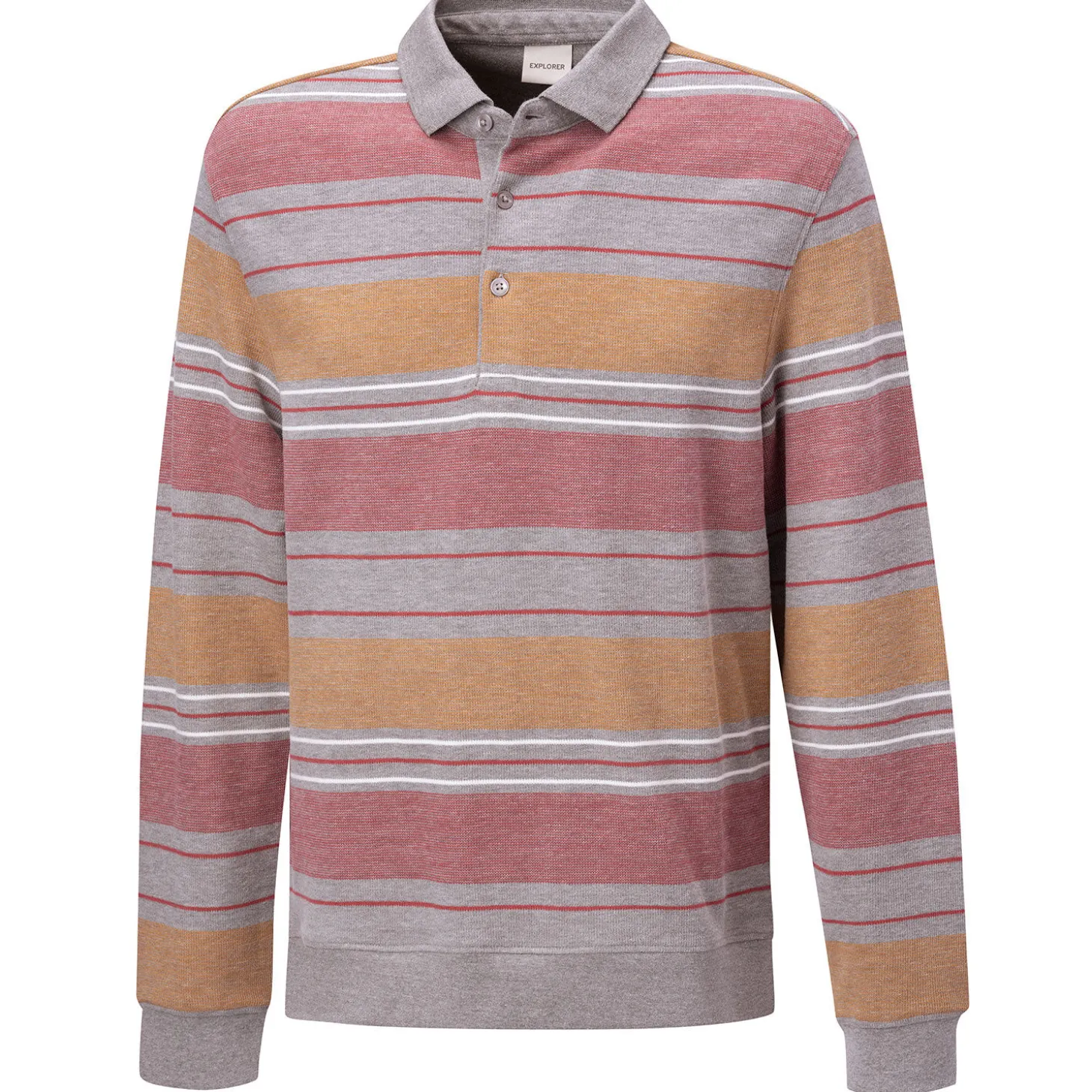 Gestreiftes langarm Poloshirt aus Baumwolle