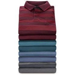 Gestreiftes Langarm-Poloshirt mit Brusttasche