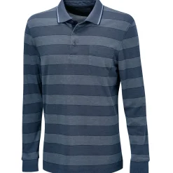 Gestreiftes Langarm-Poloshirt mit Brusttasche