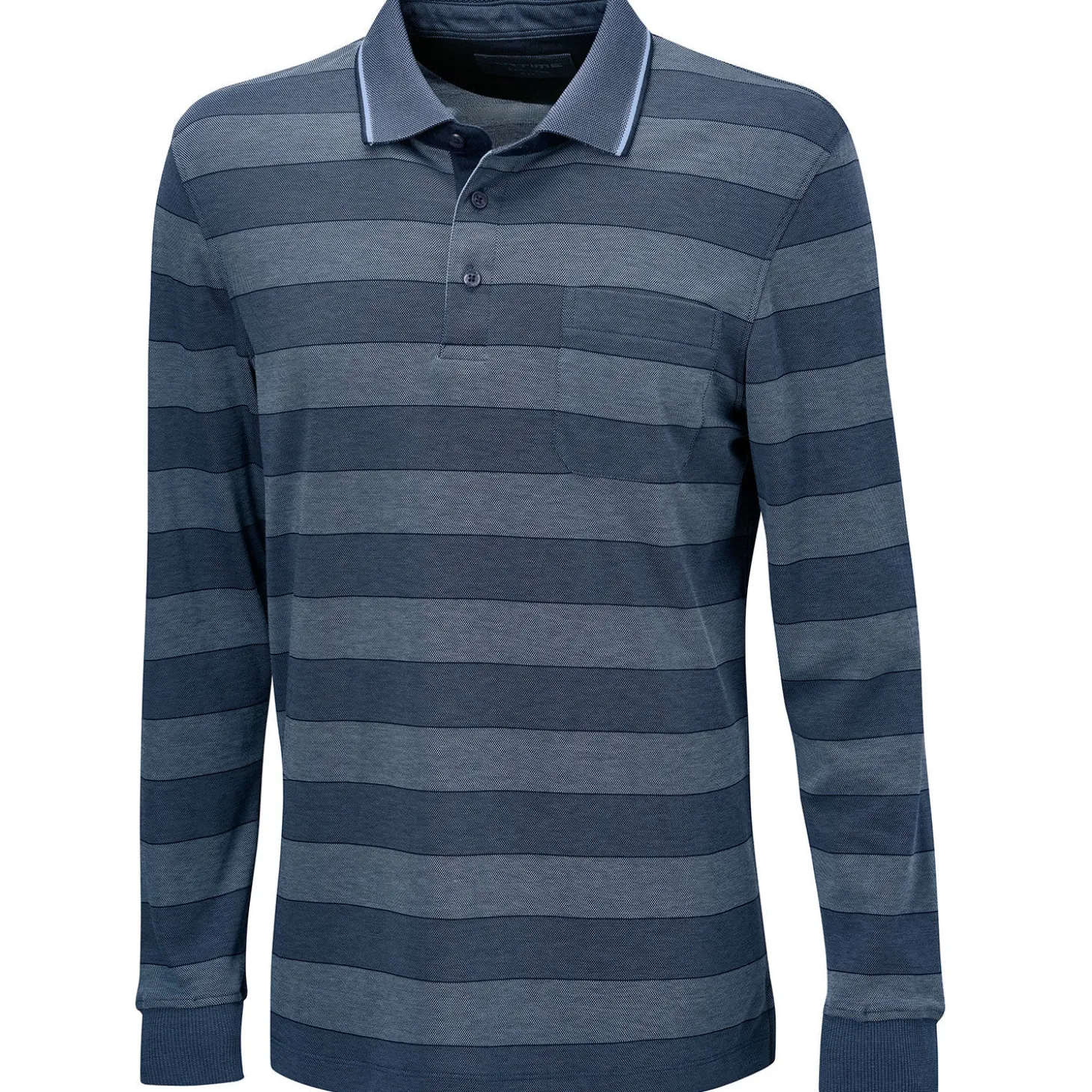 Gestreiftes Langarm-Poloshirt mit Brusttasche