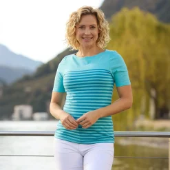 Gestreiftes T-Shirt mit halblangen Ärmeln