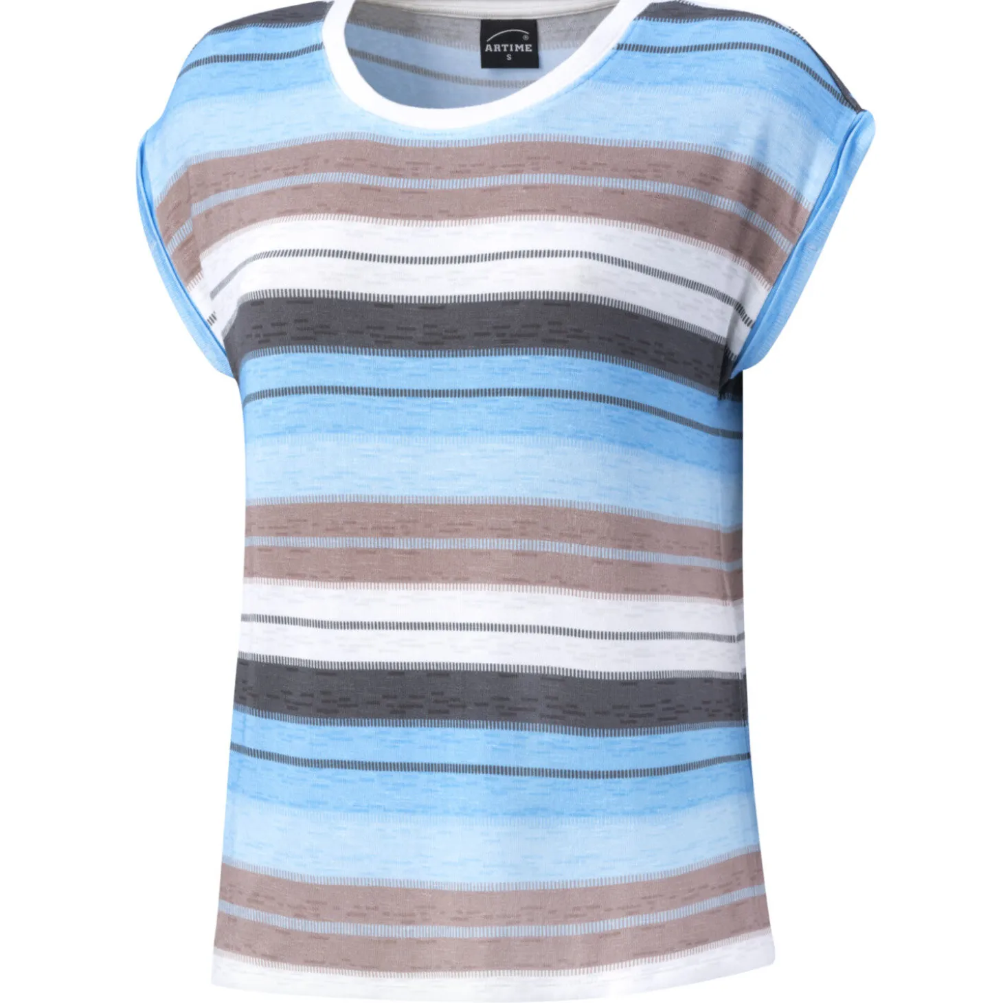 Gestreiftes T-Shirt mit Rundhalsausschnitt für Damen