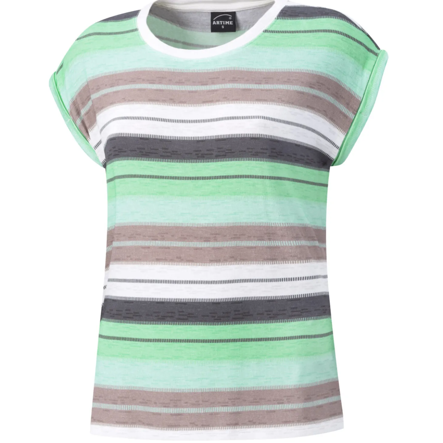Gestreiftes T-Shirt mit Rundhalsausschnitt für Damen
