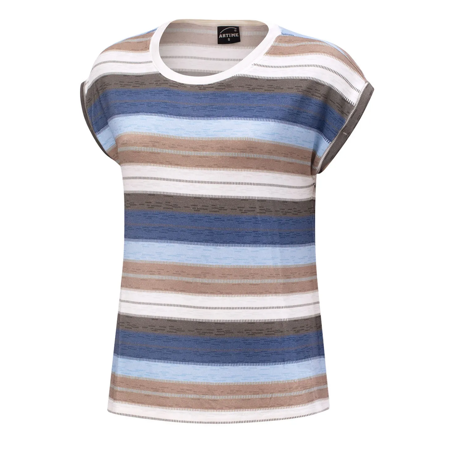 Gestreiftes T-Shirt mit Rundhalsausschnitt für Damen