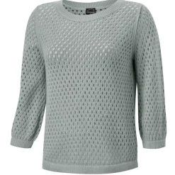 Gestrickter Ajourpullover mit Rundhalsausschnitt