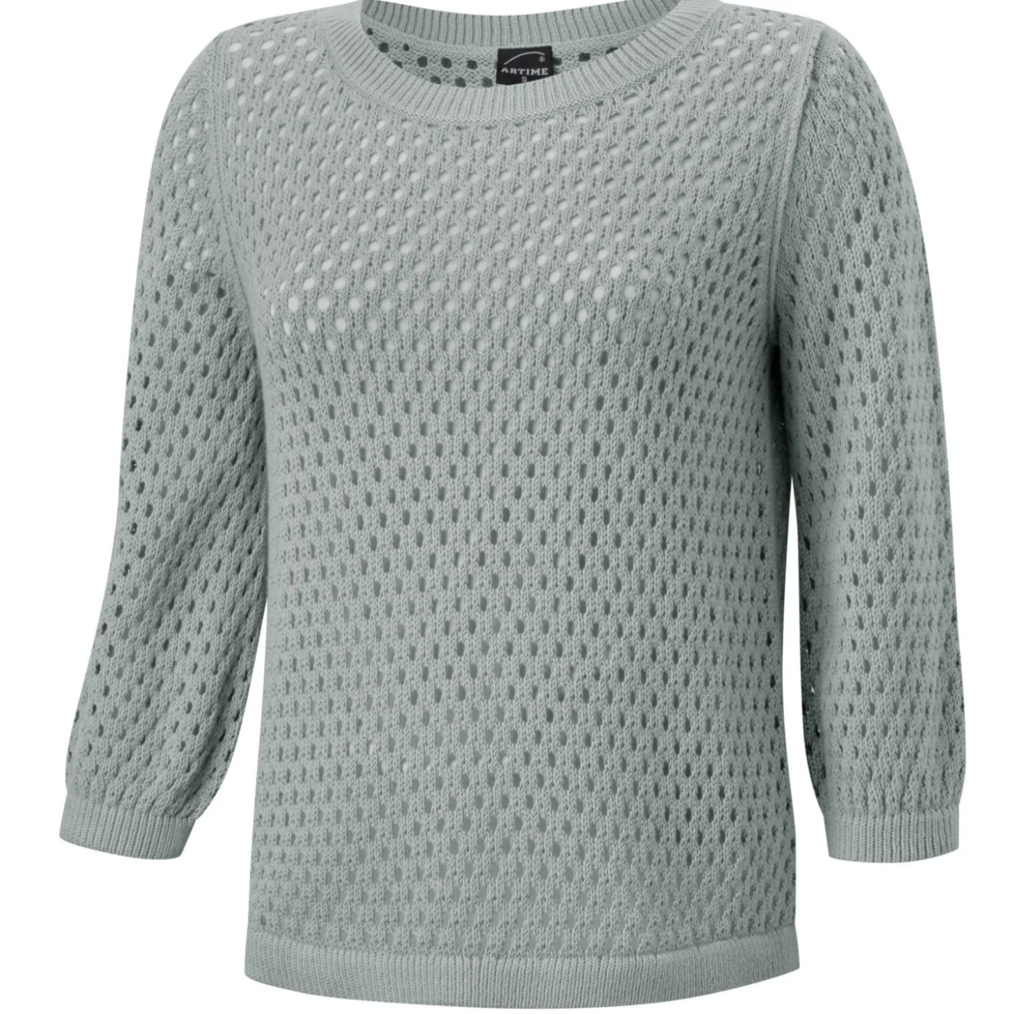 Gestrickter Ajourpullover mit Rundhalsausschnitt