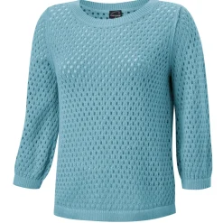 Gestrickter Ajourpullover mit Rundhalsausschnitt