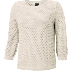 Gestrickter Ajourpullover mit Rundhalsausschnitt