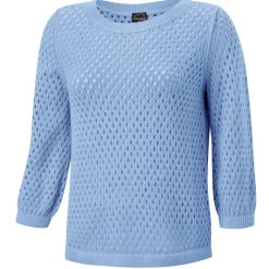 Gestrickter Ajourpullover mit Rundhalsausschnitt