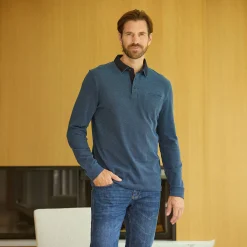 Herren Langarm-Poloshirt aus Baumwolle