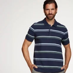 Herren Polo Piqué Shirt gestreift