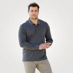 Herren-Poloshirt geknöpft mit langen Ärmeln