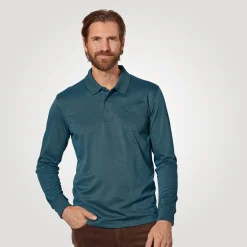 Herren-Poloshirt geknöpft mit langen Ärmeln