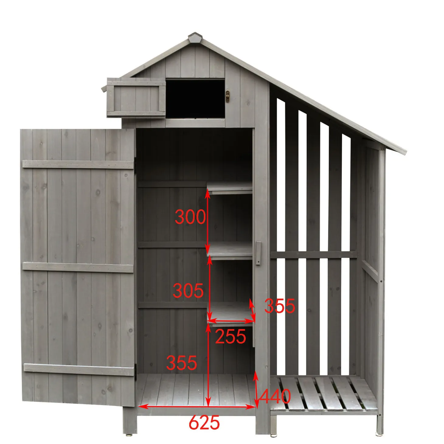 Holz-Gerätehaus 1 Türe, 1 Seitenregal