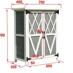 Holz-Kommode 2-türig grau-weiss