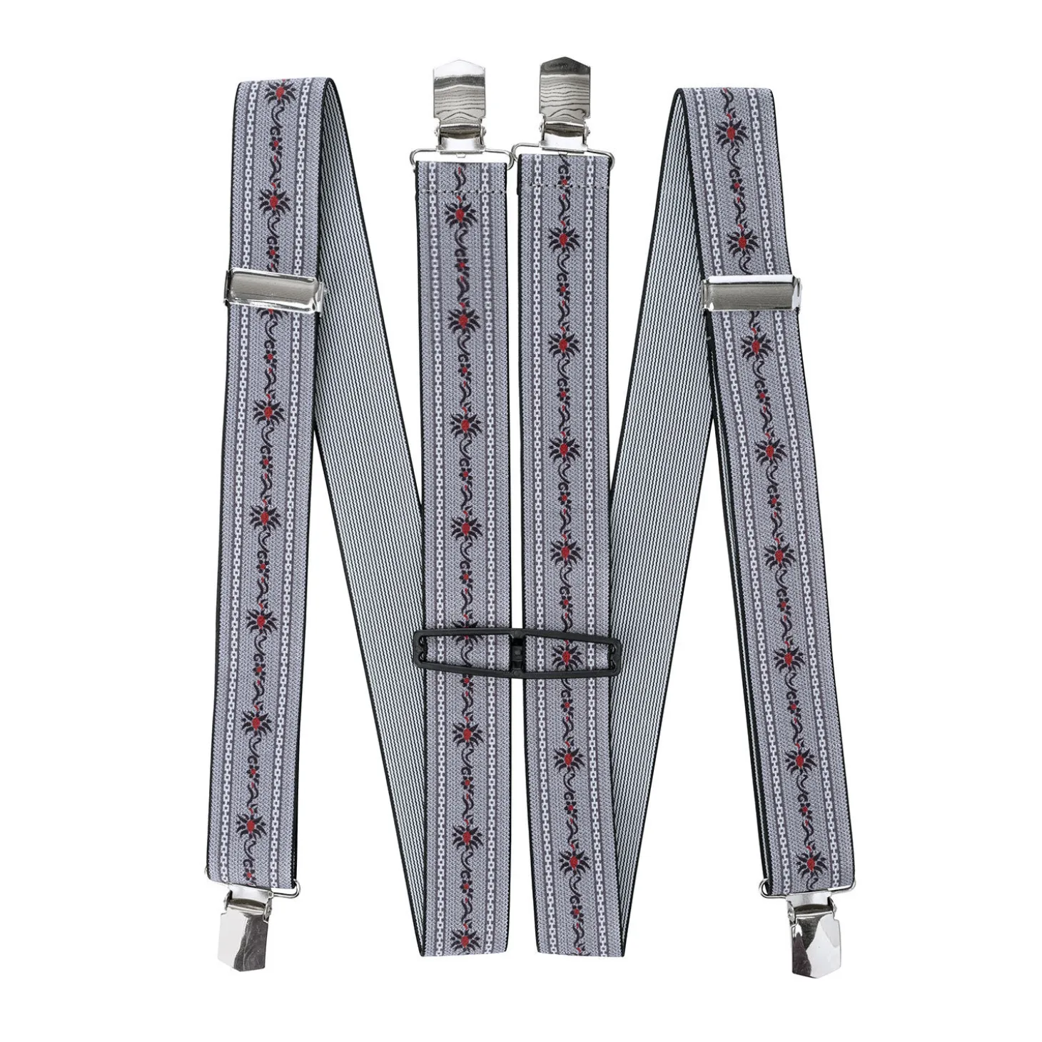 Hosenträger mit traditionellem Edelweiss-Motiv
