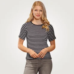 Jacquard T-Shirt in Streifen-Optik