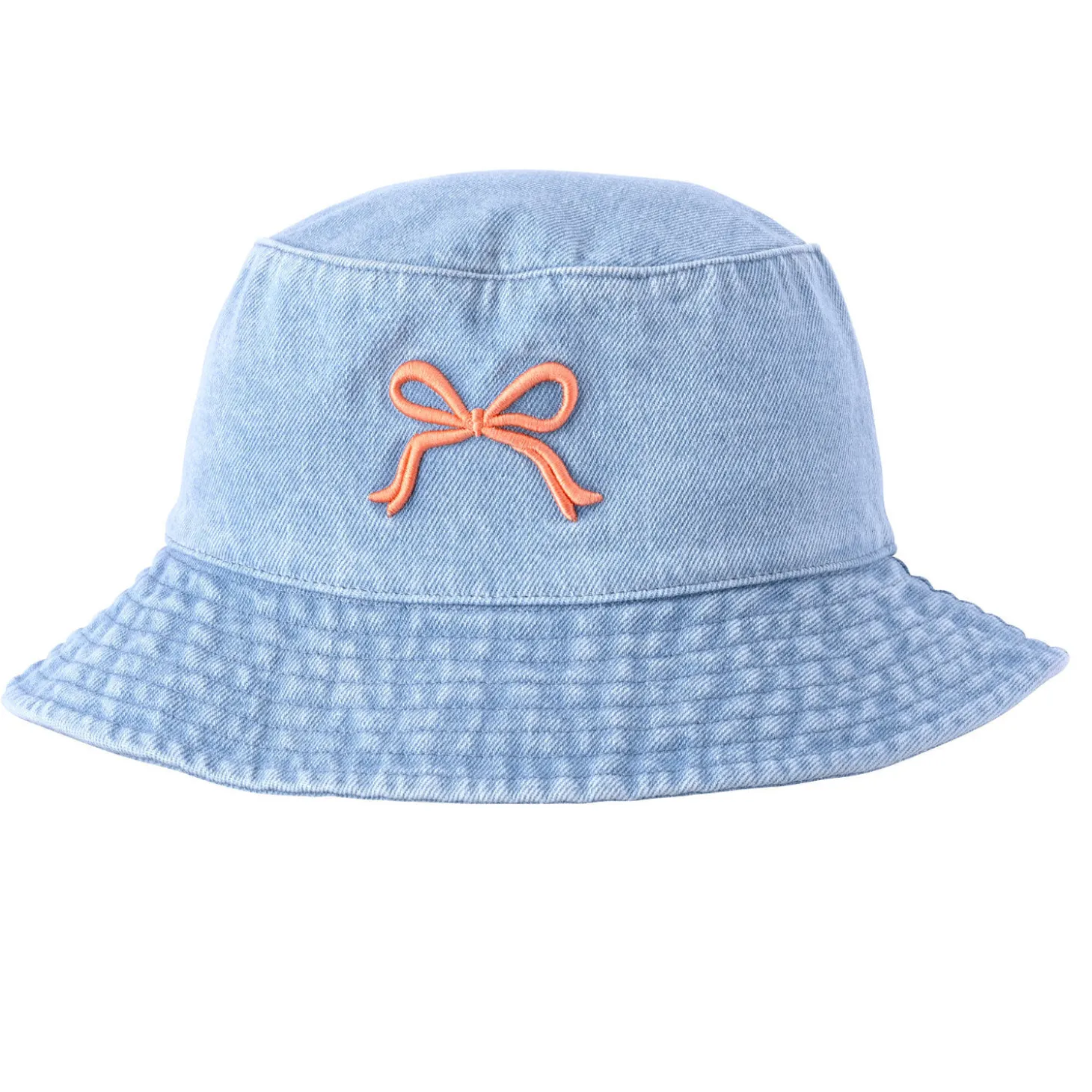 Jeans Fischerhut mit gestickter Schleife