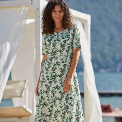 Jersey Kleid in A-Linien Form mit Knopfleiste