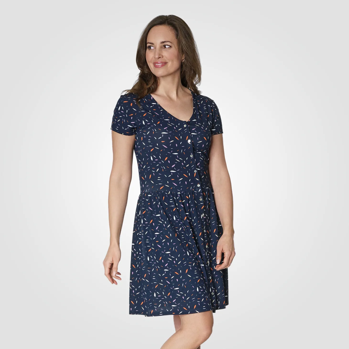 Jersey-Kleid durchgeknöpft