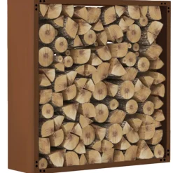 Kaminholzregal Modular Seitenwände, 2 Stk. Metall Naturrost