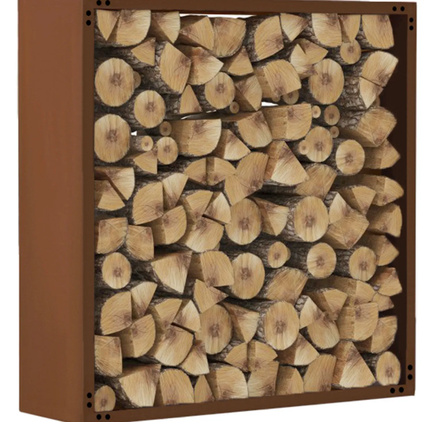 Kaminholzregal Modular Seitenwände, 2 Stk. Metall Naturrost