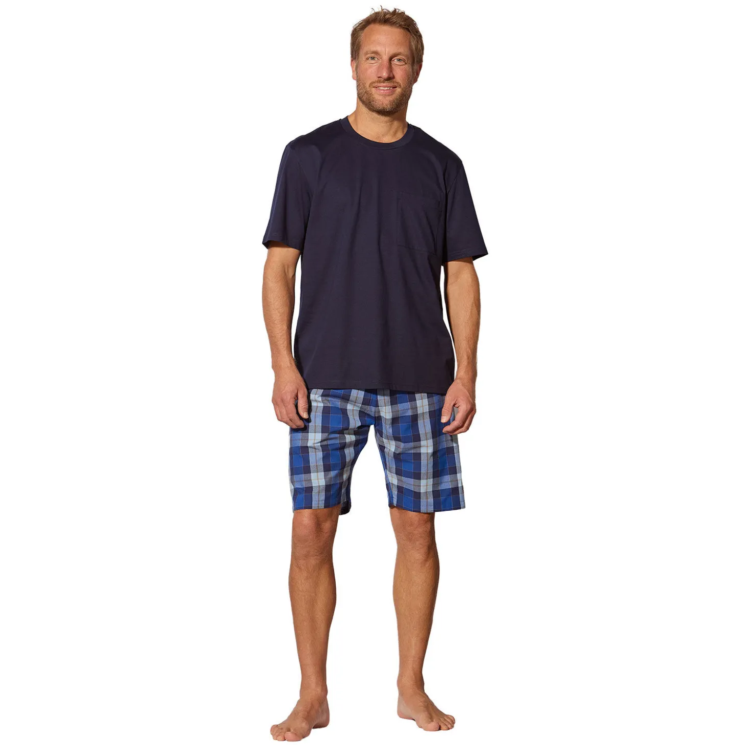 Karierte Pyjama Shorts aus Baumwolle, gewoben