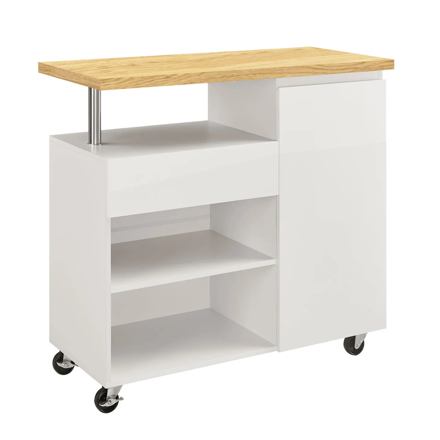 Küchenwagen Rey mit Melamine-Abdeckung in Eichenholzoptik