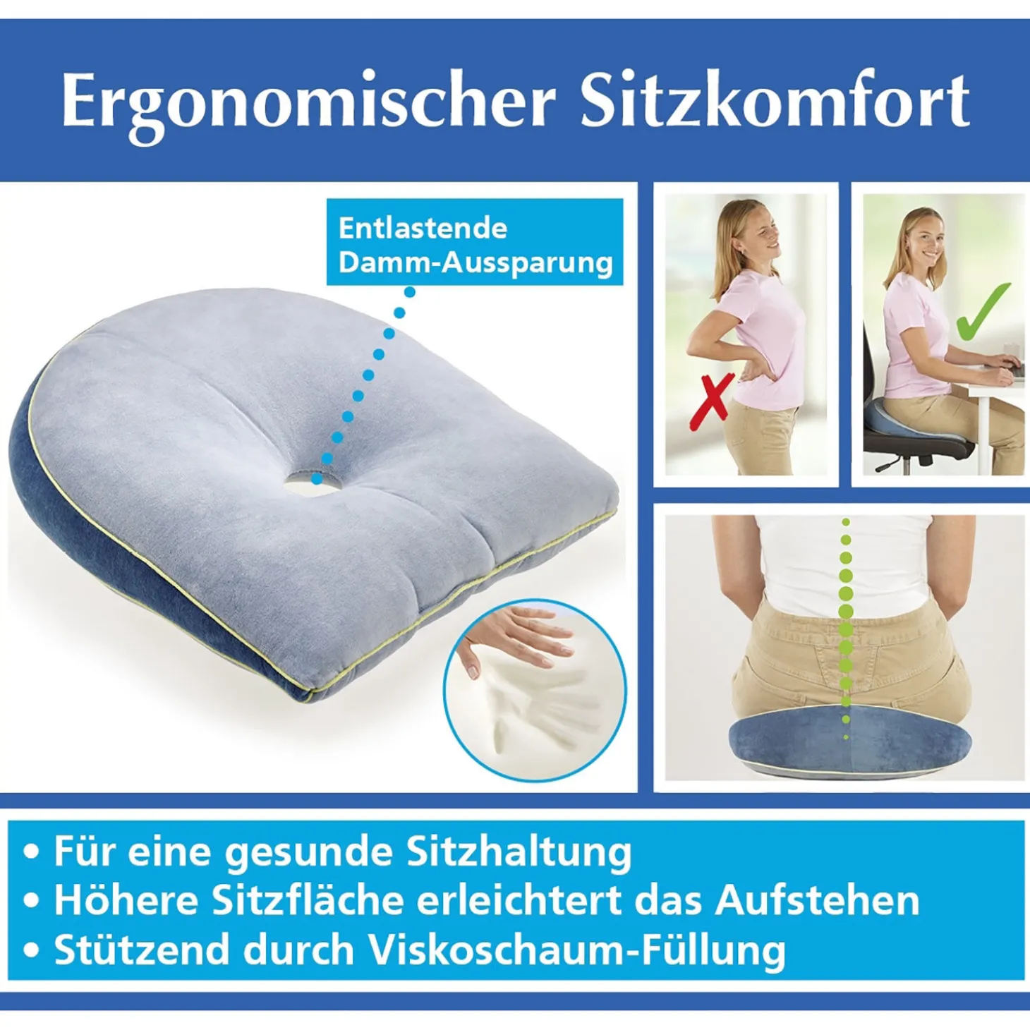 Keilkissen viskoelastisch und ergonomisch