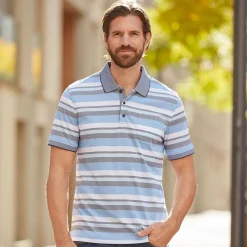Kurzarm Herren Poloshirt gestreift