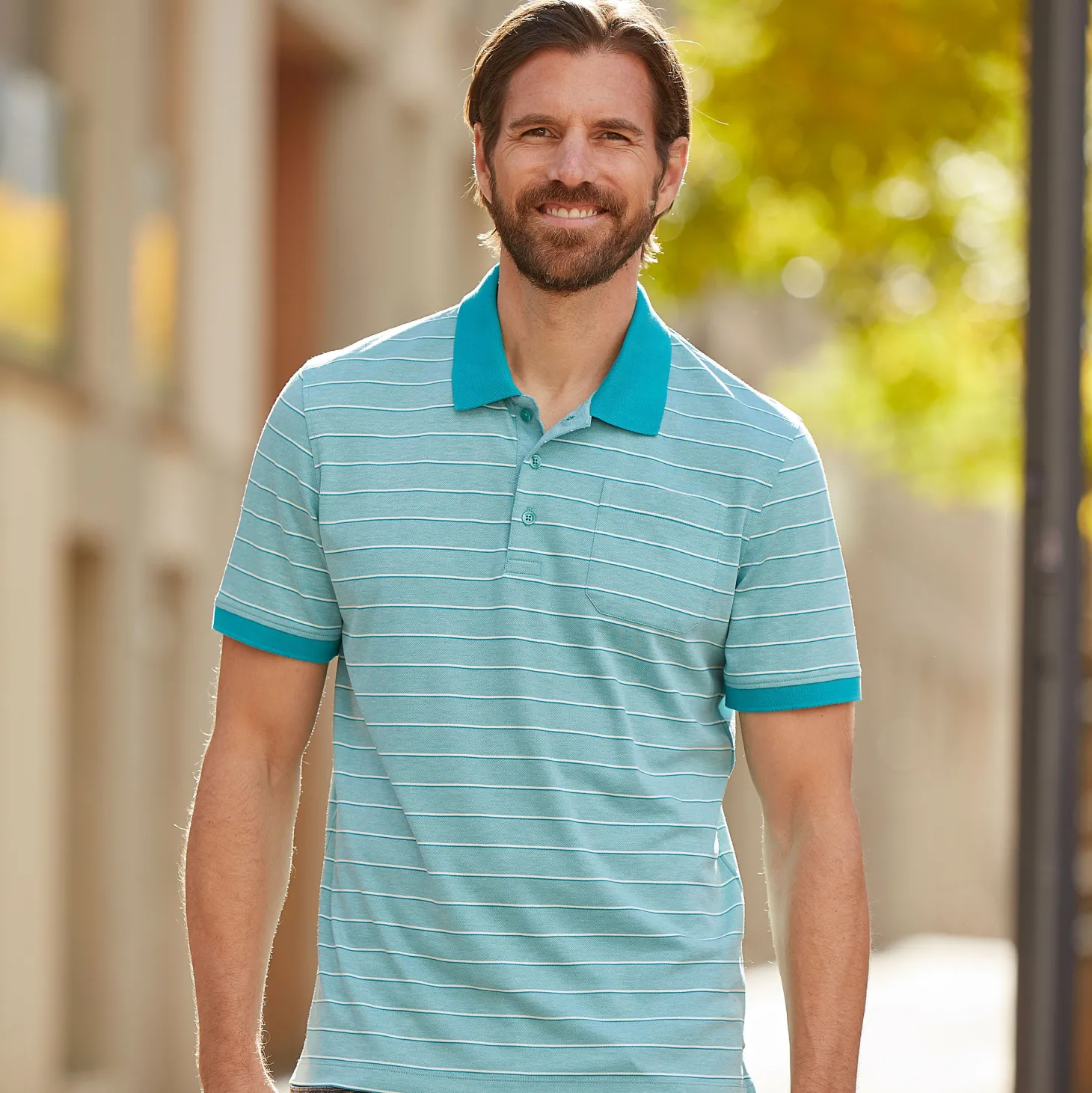 Kurzarm Poloshirt gestreift für Herren