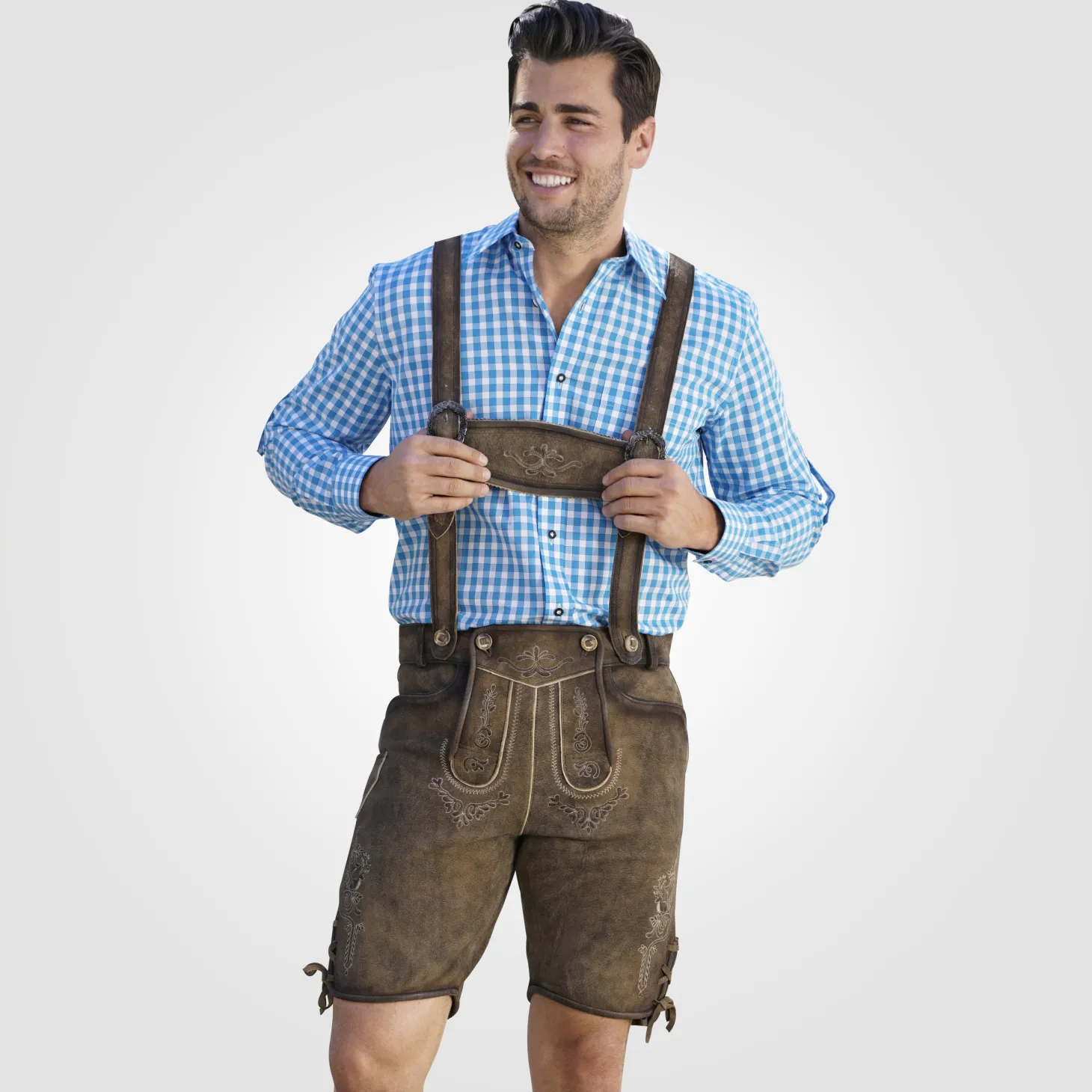 Kurze Trachten-Lederhose mit Hosenträgern