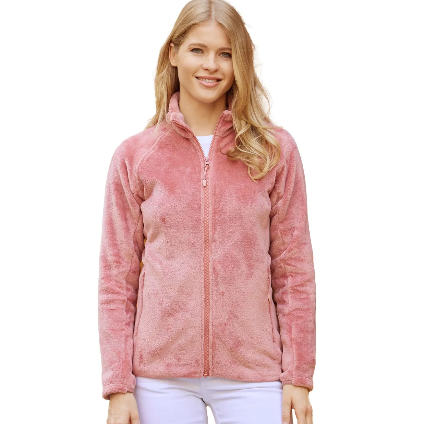 Kuschelige Damen Fleecejacke mit Stehkragen