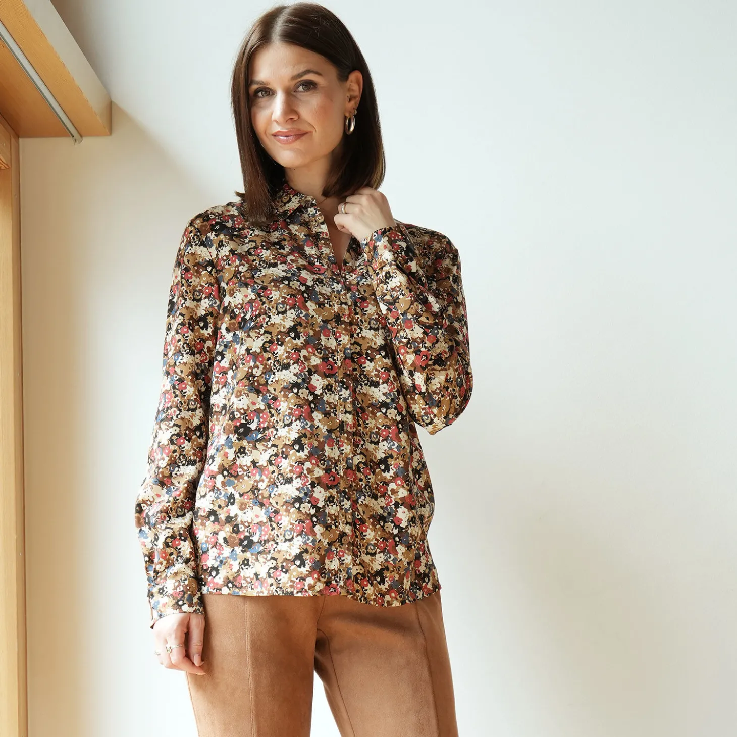 Langarmbluse Blümchen Print mit Hemdkragen