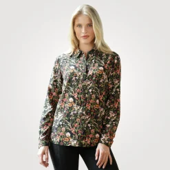 Langarmbluse florales Print mit Hemdkragen