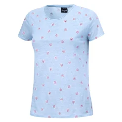 Leinen T-Shirt mit Allover-Print und Rundhalsausschnitt