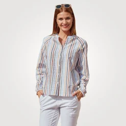 Lockere gestreifte Bluse mit Knopfleiste