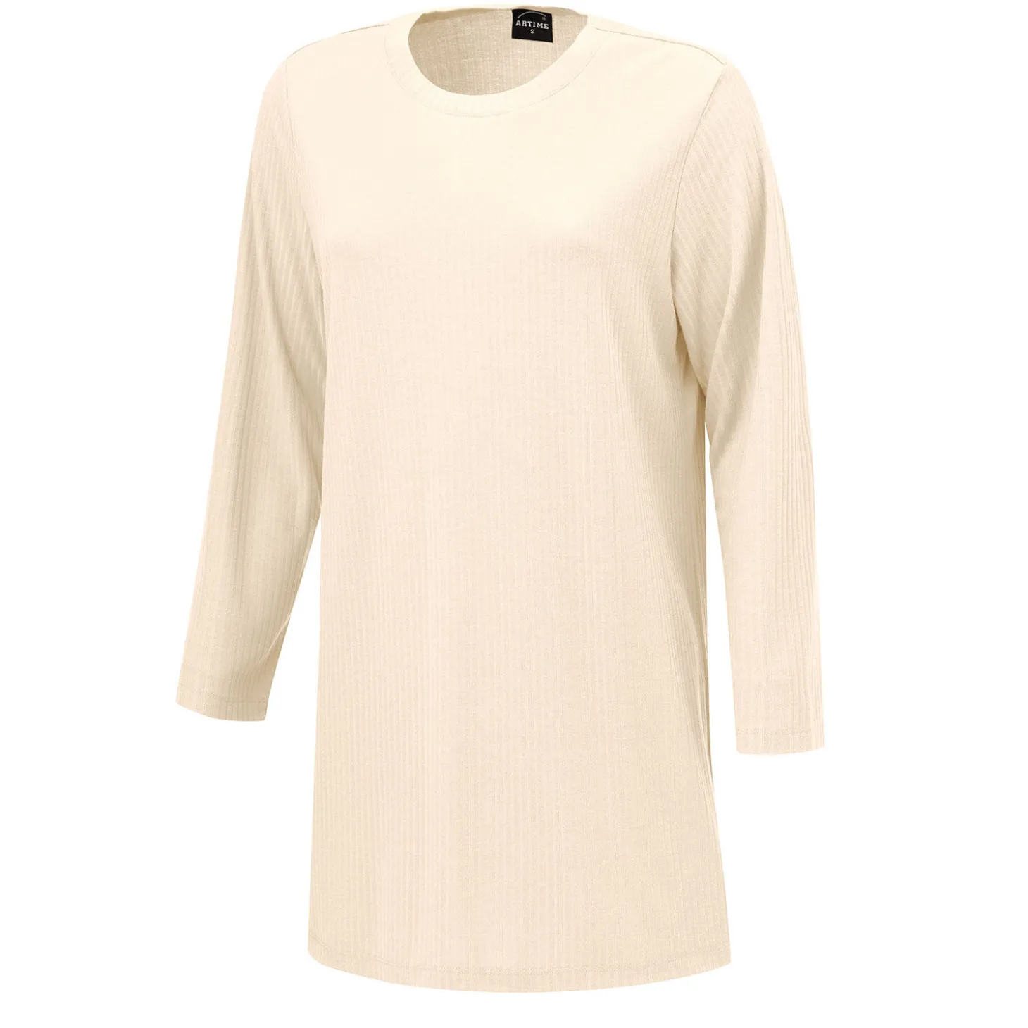 Longshirt mit Rundhalsausschnitt und Rippmuster