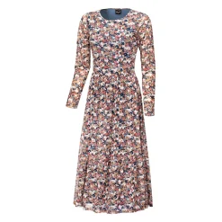 Midi Kleid langarm mit Blümchen Print
