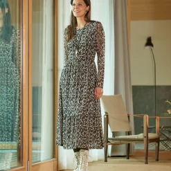 Midi Kleid langarm mit floralem Print