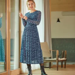 Midi Kleid langarm mit floralem Print