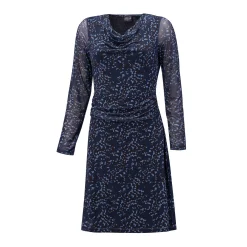 Midi Kleid mit Wasserfallausschnitt und Allover-Print