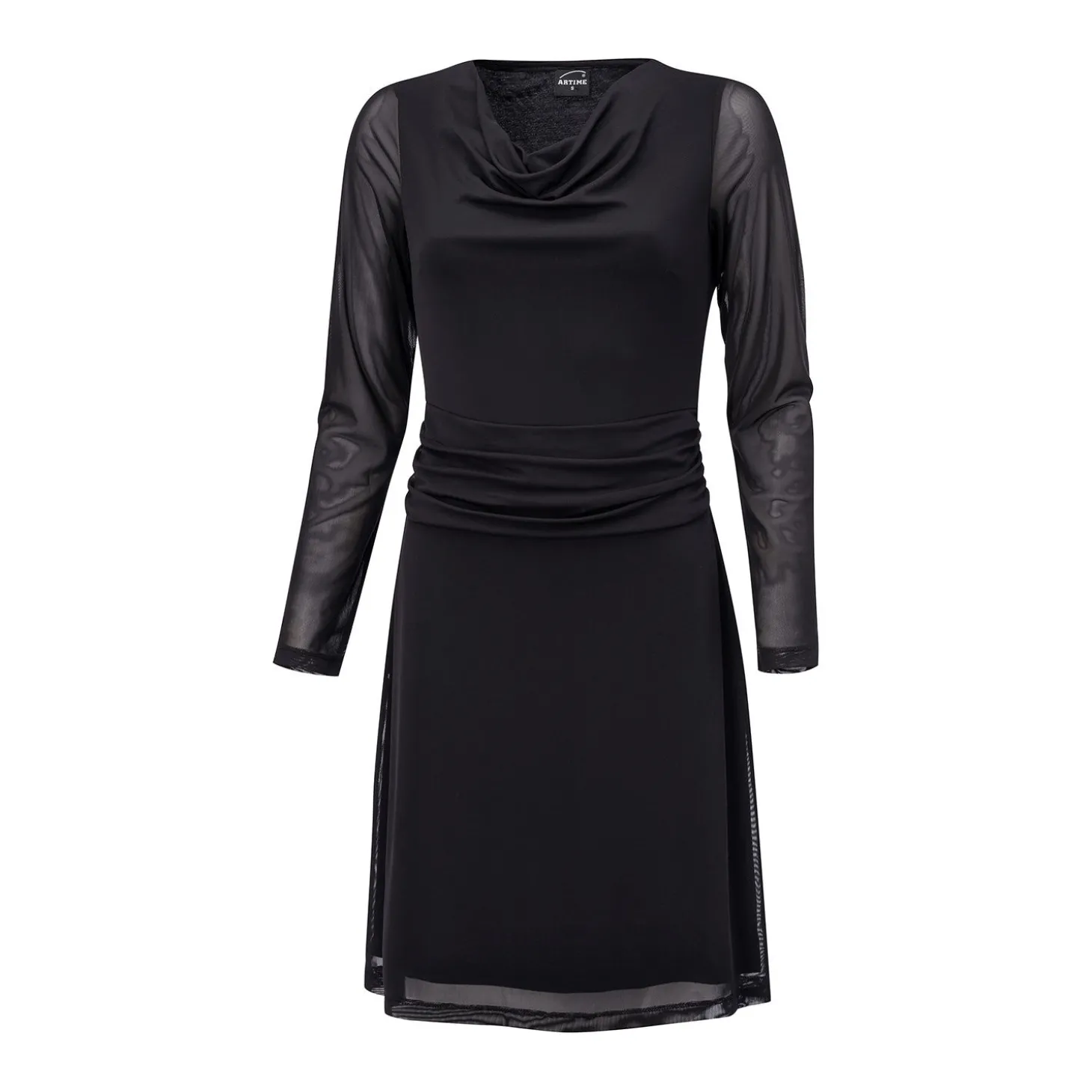 Midi Kleid mit Wasserfallausschnitt und Allover-Print