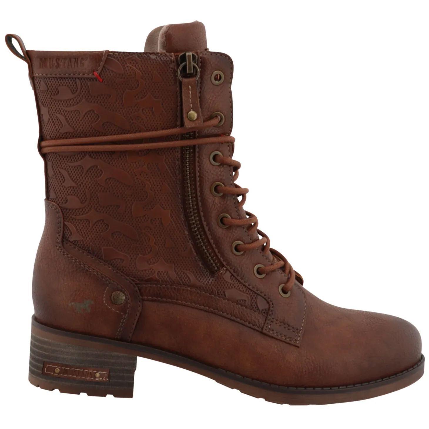 Modische MUSTANG Schnürstiefelette aus pflegeleichtem Softmaterial-Mix