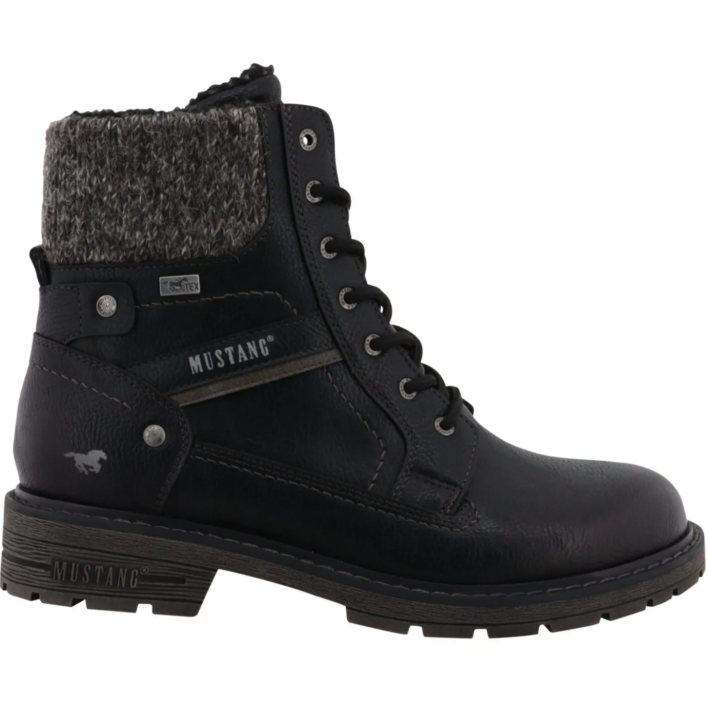 MUSTANG Schnürstiefelette aus pflegeleichtem Softmaterial mit Wollkragenabschluss