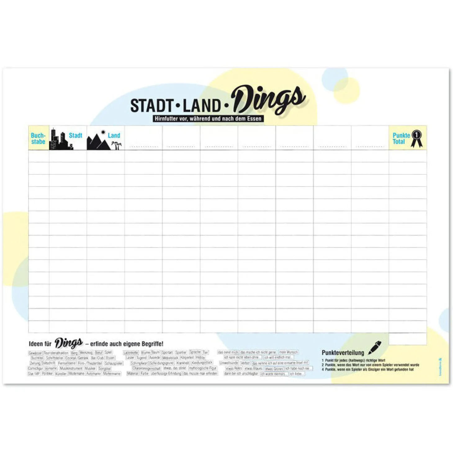 Papiertischset Stadt, Land, Dings