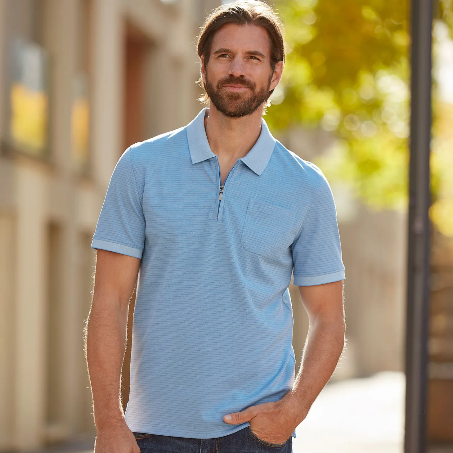 Poloshirt Herren mit Reissverschluss